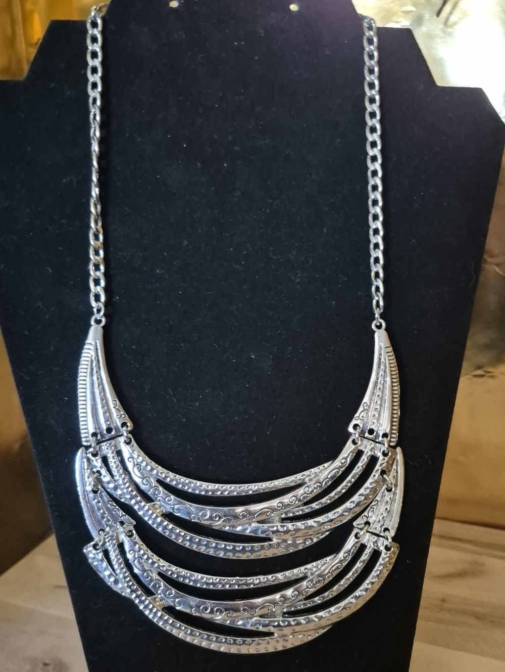 Silver-Tone Layered Arc Statement Necklace